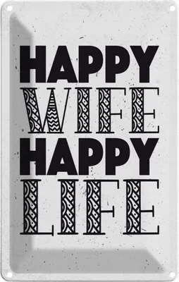 Produktbild von vianmo Blechschild 30x20 cm Frau Happy wife happy Life