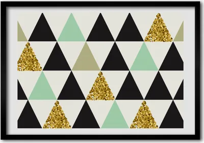 Produktbild von Bild - Bilder - Bilderrahmen - 70 cm x 50 cm - MDF-Rahmen, Wandkunst farbige Dreiecke