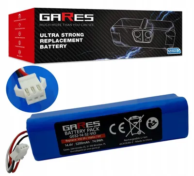 Zdjęcie produktu dla Gares Akumulator do Roidmi Eve Plus 14,4V | 14,4V 5,2 Ah Li-Ion | Mocna Bateria do Robot Sprzątający | Wydajny Zamiennik Gares®