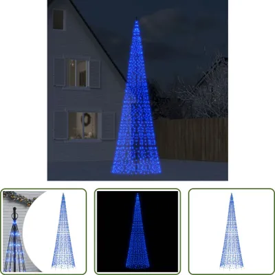 Productafbeelding van De Living Store LED-kerstboom voor vlaggenmast, 1534 LED's, blauw, 500 cm