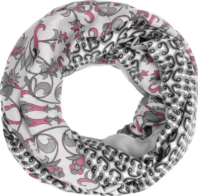 Produktbild von Damen Schlauchschal Loopschal Rundschal Floraler Print Infinity Tube Scarf Autiga® grau-rosa