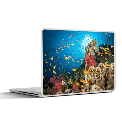 Produktbild von MuchoWow® Laptop Aufkleber Sticker Cover Koralle mit Fischen 40x30 cm - Laptop Dekoration - Selbstklebend