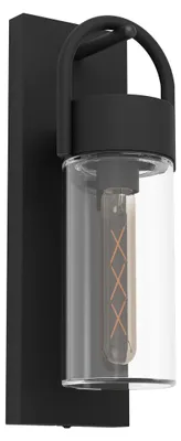 Produktbild von EGLO Carraro, Wandbeleuchtung für den Außenbereich, Schwarz, Transparent, Glas, Stahl, IP44, Fassade, I