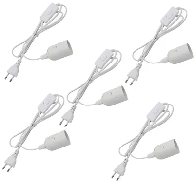 Immagine prodotto di Portalampada E27 - Portalampada con interruttore e cavo - Bianco - 5 pezzi