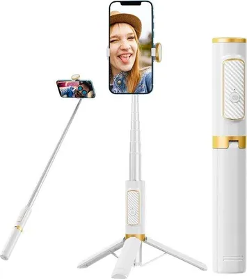 Image de Trépied selfie tout-en-un pliable en aluminium avec rotation à 270° pour smartphones iPhone et Android