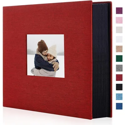 Productafbeelding van Fotoalbum, linnen, rood, voor 1000 foto's, formaat 10x15 cm, hardcover met venster