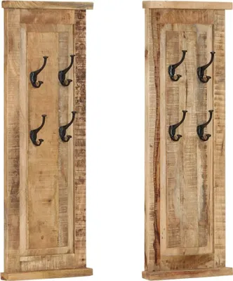 Obrázok produktu pre Vešiaky na kabáty 2 ks masívne magovníkové drevo 38x100 cm