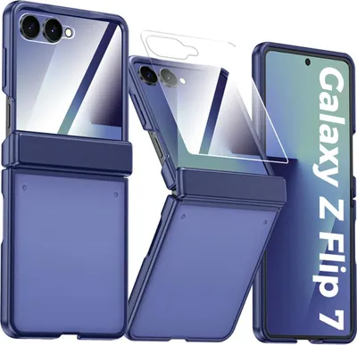 Imagen del producto de INF Funda protectora de PC compatible con Samsung Galaxy Z Flip7 - Cobertura total, delgada y antihuellas Azul