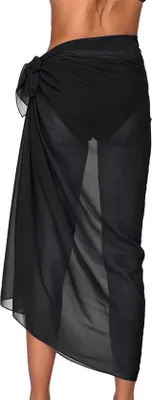 Produktbild von ASKSA Damen Chiffon Bikini Vertuschung Durchsichtiger langer Badebekleidungs Vertuschungsrock, Schwarz