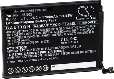 Produktbild von vhbw Akku kompatibel mit Redmi M2010J19CT, Note 9 4G Handy Smartphone Telefon (5700 mAh, 3,85 V, Li-Polymer)