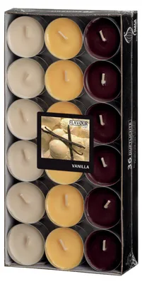 Produktbild von 36 Gala Flavour by GALA Duftlichte Ø 38 mm, 17 mm creme - Vanilla Ton in Ton 96972 Teelichte Duftkerzen