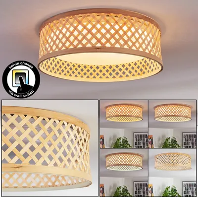 Produktbild von Barcellona Deckenlampe aus Metall/Bambus/Kunststoff in Weiß/Naturfarben