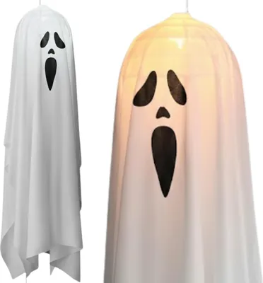 Zdjęcie produktu dla Duch halloween ozdoby dekoracja wisząca duży duszek lampion świecący 85 cm