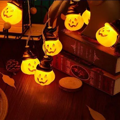 Zdjęcie produktu dla Łańcuch świetlny 3 m, 20 diod LED, pomarańczowy, na Halloween i imprezy dla dzieci