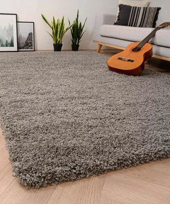 Imagen del producto de Alfombra Unyqoos® Shaggy Grand, pelo alto, color gris claro, 200 x 300 cm, polipropileno, 3300 g/m², altura del pelo: 5 cm