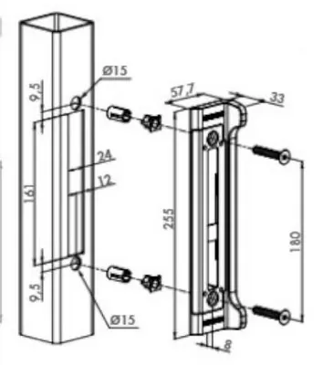Image de Gâche pour Forty - Fifty - Sixtylock tube 40mm - LOCINOX - P00008629