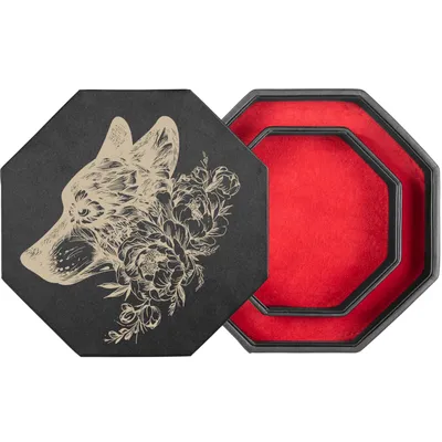 Produktbild von shibby  Würfelbrett mit Würfel-Ablage und Deckel für alle Tabletop Spiele - 23,5cm floral M3-1 (rot)
