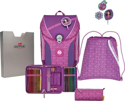 Produktbild von DerDieDas ErgoFlex MAX Purple Dots Schulranzen Set 5tlg.