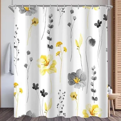 Produktbild von Famanu Duschvorhang mit Blumenmuster - Wasserabweisend und Schimmelresistent