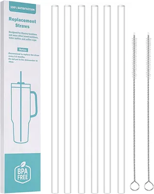 8er-Pack Ersatzstrohhalme für Stanley Tumbler, durchsichtig, 31 cm