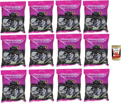 Produktbild von Fida, Gocce di liquirizia, Lakritze gefüllt Harte Süßigkeiten, bonbons, lollies, 12x 200g + Italian Gourmet polpa 400g