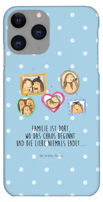 Produktbild von Mr. & Mrs. Panda Iphone 11 Pro Handyhülle Igel Familie - Blau Pastell - Geschenk, Bilder, Muttertag, Handy Case, Premium Kunststoff, Liebe, Bruder