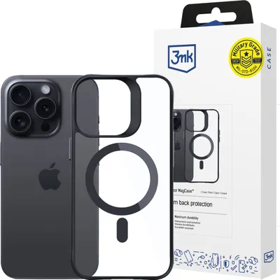 Obrázok produktu pre 3MK Satin Armor MagCase, Ochranný obal, Apple, iPhone 15 Pro, 15,5 cm (6.1"), Čierna, Priehľadná