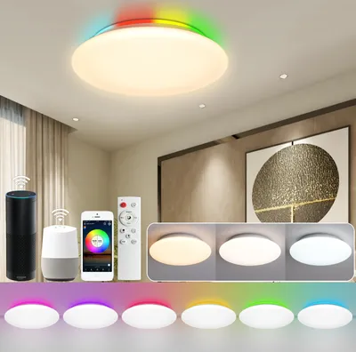 Obrázek produktu pro 28W LED stropní svítidlo s RGB podsvícením, stropní lampa Smart Dimmable Dálkové ovládání APP Alexa Google Assistant Timer Ložnice Herna