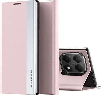 Produktbild von Hülle für Xiaomi 15T, Kunstleder Magnetisch Klapp Stand Schutzhülle Rosa