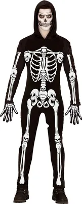 Produktbild von Overall Skelett schwarz weiß Halloween, Groesse:XL