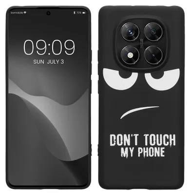 Produktbild von kwmobile Hülle kompatibel mit Xiaomi Redmi Note 14 Pro 4G - Handyhülle Silikon Case - Don't touch my Phone Weiß Schwarz