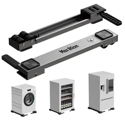 Obrázok produktu pre Podstavec pod práčku s kolieskami, výsuvný, 50-80 cm, sivý