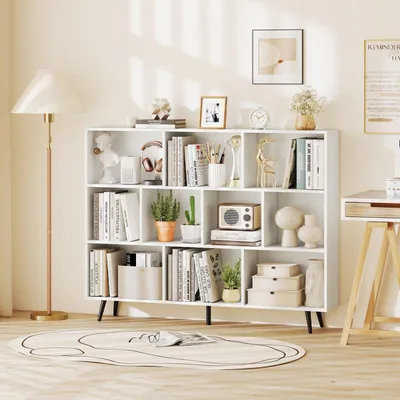 Image de Armoire de rangement - Bibliothèque - Meuble mural - Meuble de rangement - Armoire avec compartiments - Armoire en bois avec 10 compartiments
