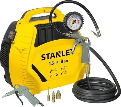 Zdjęcie produktu dla Kompresor powietrza STANLEY AIR KIT, 1,5 CV, Ultra-kompaktowy, Przenośny, Z akcesoriami do pompowania i dyszą wydmuchową