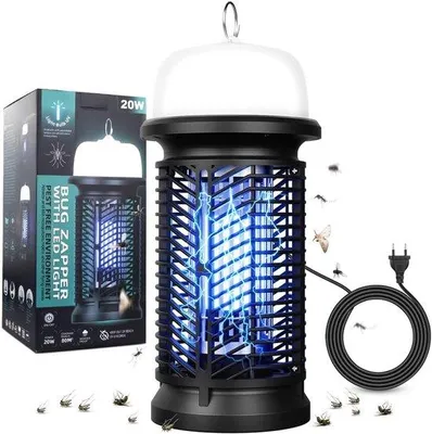 Productafbeelding van 20 W Insectenverdelger, Elektrische Muggenlamp met 9 W LED Licht, 4500 V UV Muggenval, Vliegenvanger voor Binnen en Buiten, Ideaal voor Slaap