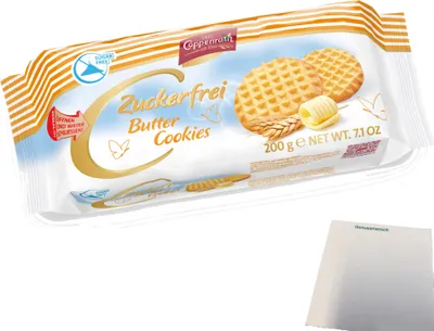 Produktbild von Coppenrath Butter Cookies ohne Zucker (200g Packung) + usy Block