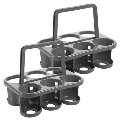 Produktbild von 2 Stück Flaschenträger Getränke Korb Halter je 6 Flaschen Plastik  Grau