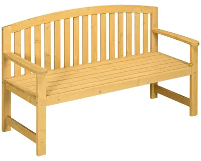 Image de Banc de jardin en bois pour 2 personnes, avec dossier | Couleur : orange | Dimensions : 143 x 51 x 85 cm