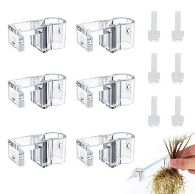 6er-Set Aquarienpflanzenhalter, 8-15 mm Glas, transparent