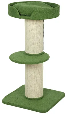 Zdjęcie produktu dla Kratzownik o wysokości 91 cm z drapakiem i legowiskiem | Kolor: zielony, biały | Wymiary: 45x45x91 cm