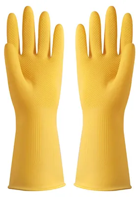Produktbild von Haushaltshandschuhe aus dünnem, wasserdichtem, rutschfestem Latex zum Geschirrspülen, Reinigen, L (10,5–11 cm Breite)