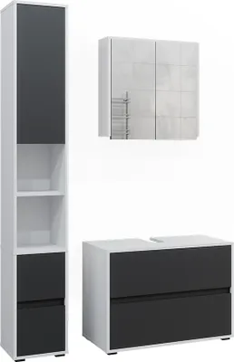 Image de Meubles bain Vicco Maltin blanc/anthracite 3 pièces, avec armoire haute, Model 41599