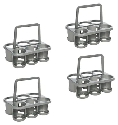 Zdjęcie produktu dla Novaliv 4x koszyk na butelki na 24 butelki - Stabilny uchwyt - Plastikowy koszyk na napoje, sztaplowany, 32x23x28cm SREBRNY - Idealny do kuchni i piwnicy Koszyk na napoje Koszyk na piwo Koszyk na napoje Skrzynka na butelki