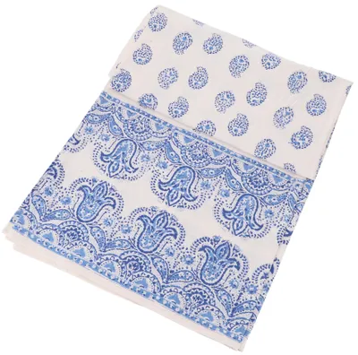 Produktbild von Blockdruck Tagesdecke, Bett & Sofaüberwurf, Handgearbeiteter Wandbehang, Wandtuch - Design 20, Blau, Baumwolle, Größe: Double 225*275 cm