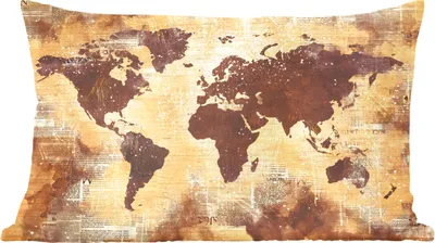 Produktbild von MuchoWow® Zierkissen Sofakissen Wohnzimmer Dekokissen 50x30 cm Weltkarte - Glitter - Gold - Wohnzimmerdekoration - Polster mit Photo