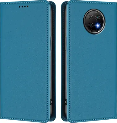Image de Housse de téléphone portable pour Xiaomi Redmi Note 9T, étui à rabat en cuirPolyuréthaneantichoc Housse magnétique avec support Bleu