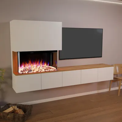 Produktbild von Glow Fire Elektrokamin 'PR6' | LED Standkamin in Schwarz (Beton) mit Heizung (1500 W) | HxBxT: 130x102x33 cm