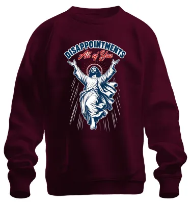 Produktbild von Disappointments All of You Jesus Statement Christentum Meme Sweatshirt Pullover, Burgundy, S