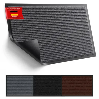 Immagine prodotto di Tappetino antiscivolo per interni ed esterni, facile da pulire, colore grigio, dimensioni 90x150 cm