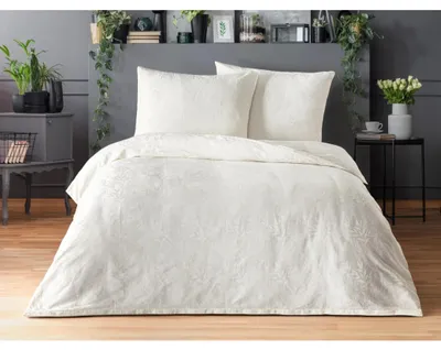 Obrázek produktu pro žakárové povlečení 220x200, 70x90cm listy smetanové